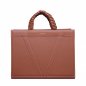 Preview: Handbag made of  calfskin with braided handles hazelnut